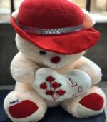Love Teddy Bear with Red Hat & Heart – Soft Plush Gift (Large Size)