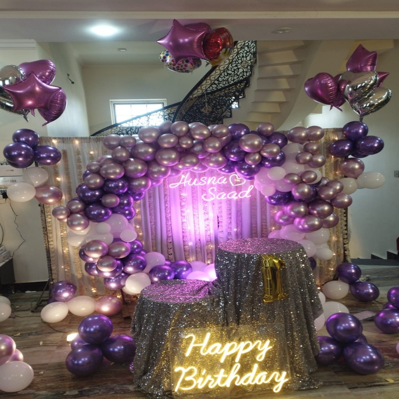 Romantic surprise birthday decoration setup by Timeless Wrap