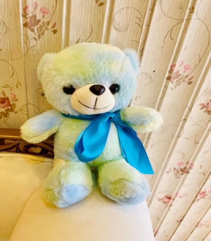 13 inch sky blue teddy bear with blue ribbon soft plush toy