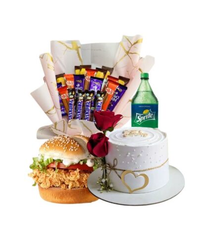 Mom Surprise Combo with flowers bouquet cake chocolates and gifts by Timeless Wrap