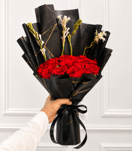 Premium Black Red Rose Bouquet