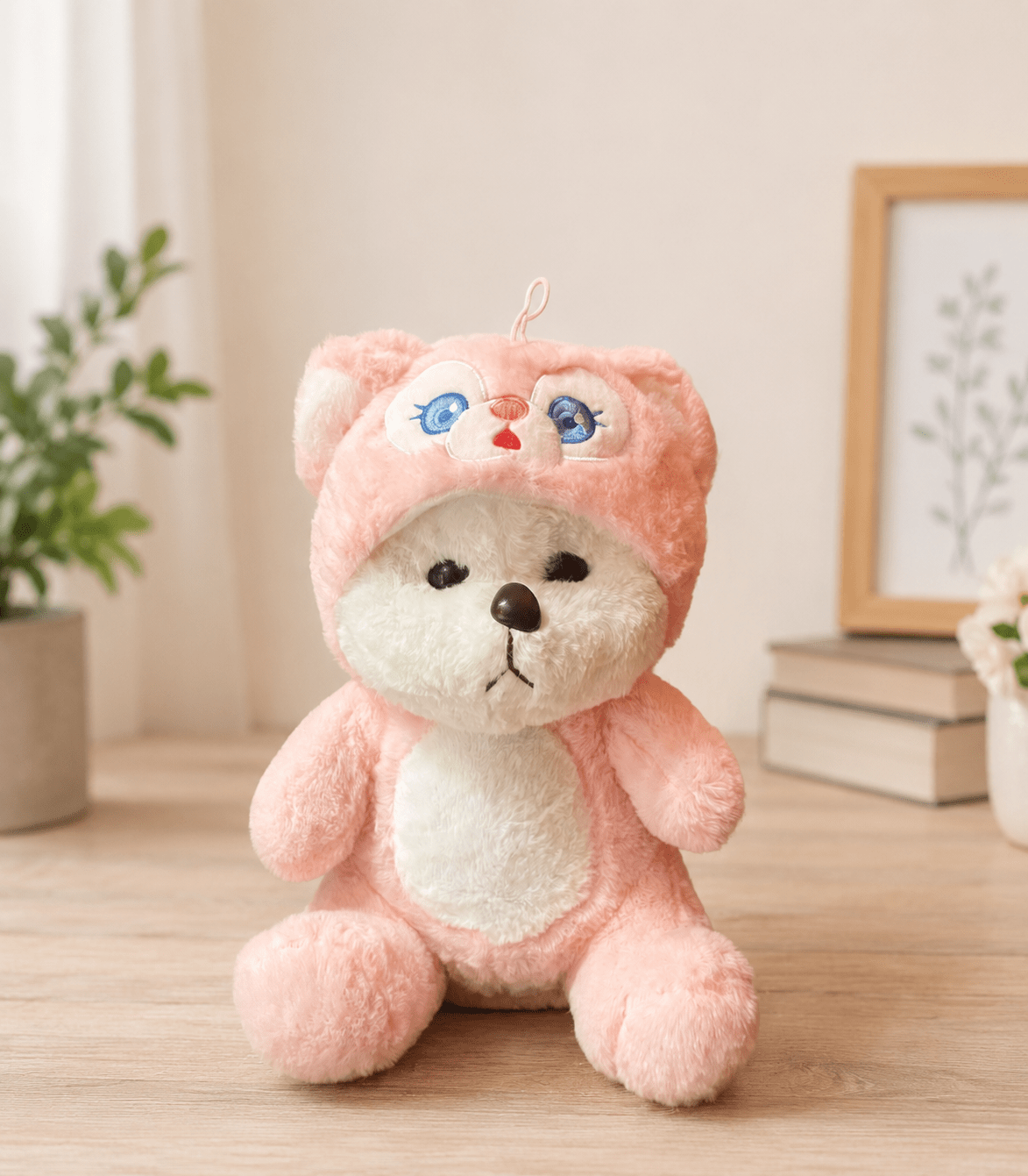 Cute Pink Teddy Bear Plush Toy with Animal Hoodie Soft Stuffed Teddy Gift Pakistan (2) Cute Pink Teddy Bear Plush Toy with Animal Hoodie Soft Stuffed Teddy Gift Pakistan