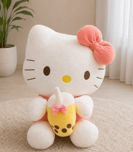 Hello Kitty Plush Toy with Bubble Tea Premium Soft Stuffed Gift by TimelessWrap Pakistan