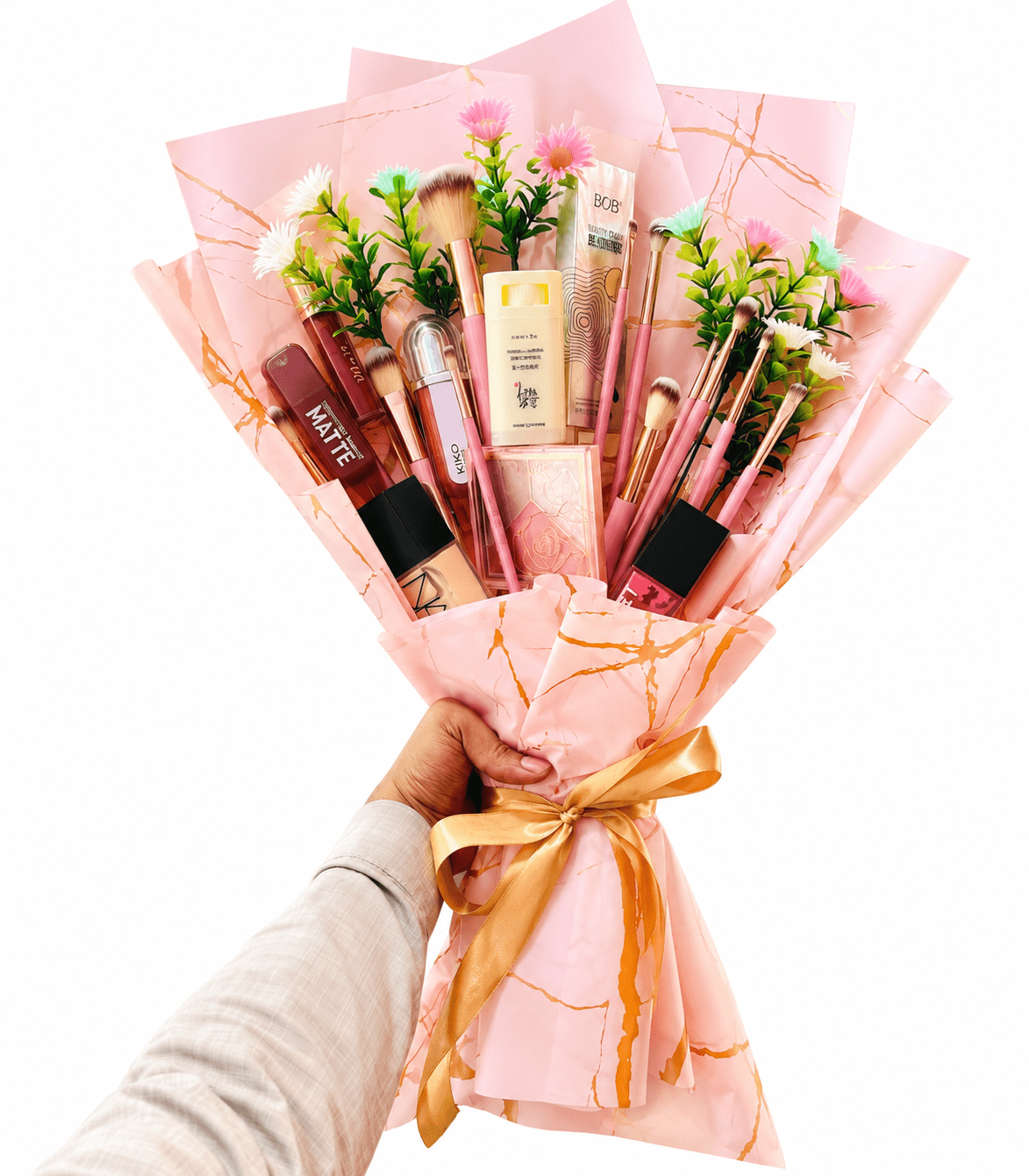Luxury Makeup Bouquet Luxury Makeup Bouquet with Premium Beauty Products, Makeup Brushes and Cosmetics | TimelessWrap Pakistan