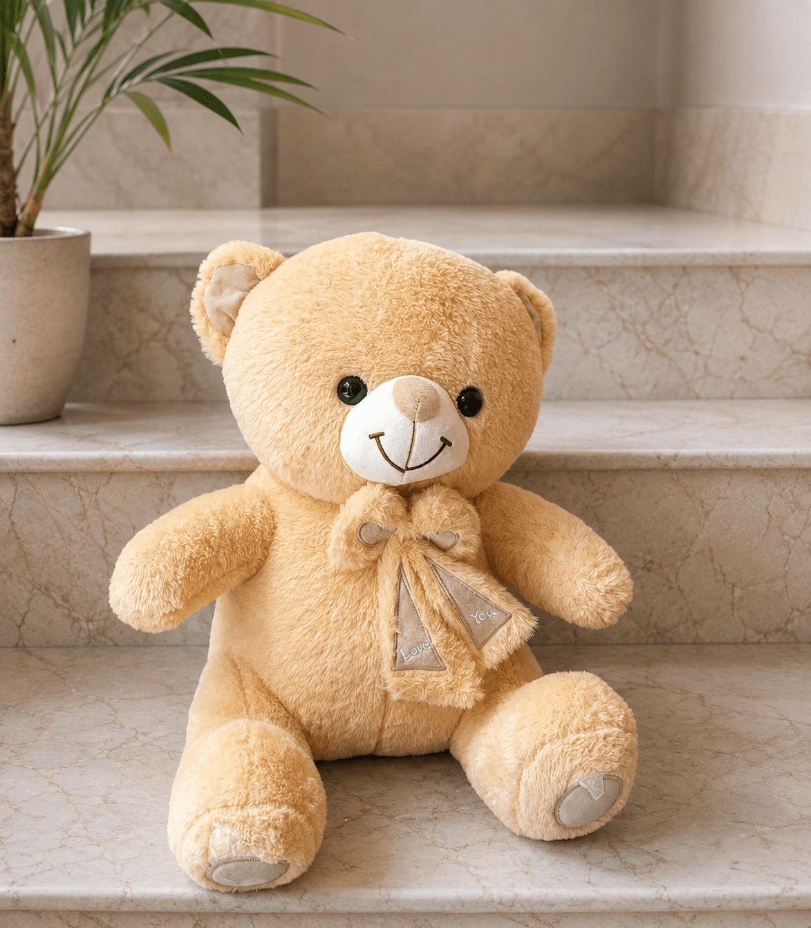 Soft Beige Teddy Bear with Love Bow – Premium Plush Gift Soft Beige Teddy Bear with Love Bow Premium Plush Gift for Sale in Pakistan by TimelessWrap