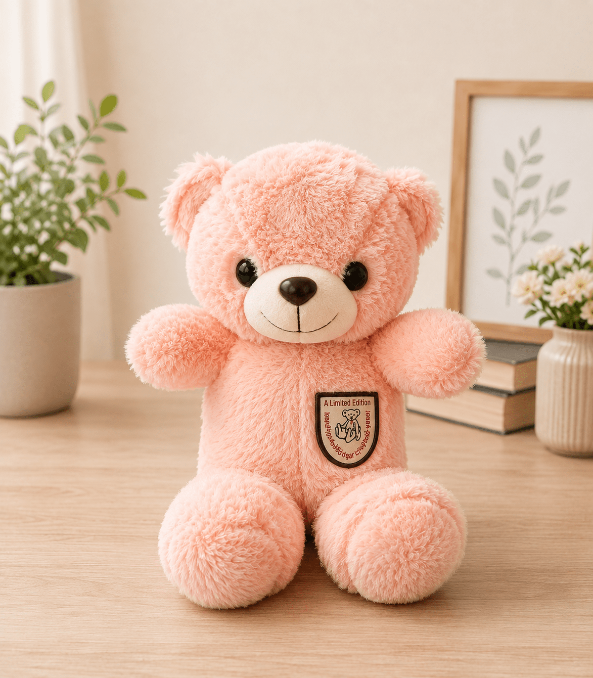 Soft Peach Pink Teddy Bear – Cute Plush Gift for Kids & Loved Ones Peach pink teddy bear plush toy for kids and gifting in Pakistan